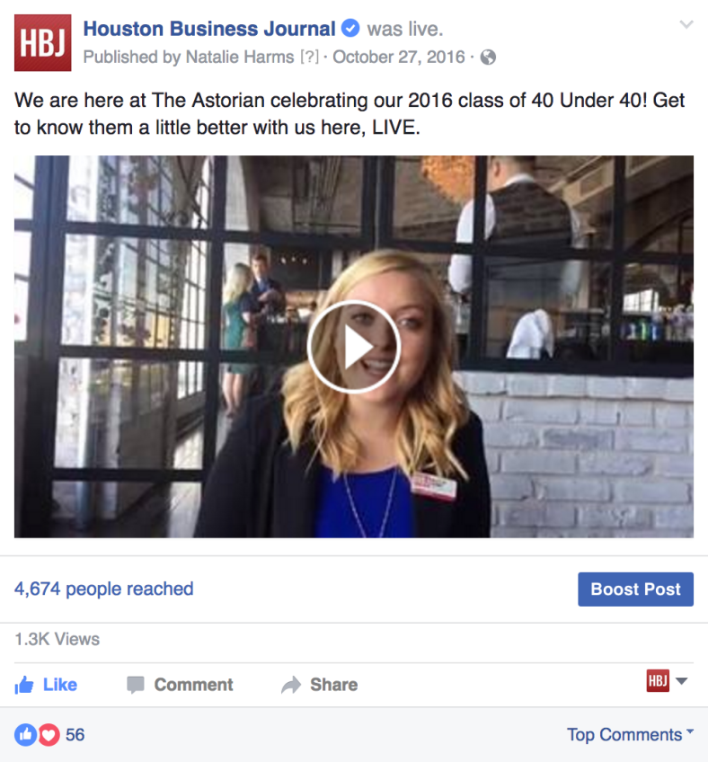 Live on Facebook from 2016 40 Under 40 Awards.