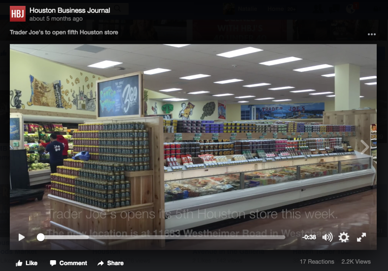 Trader Joe's opening video — turned a slideshow into a video for Facebook.